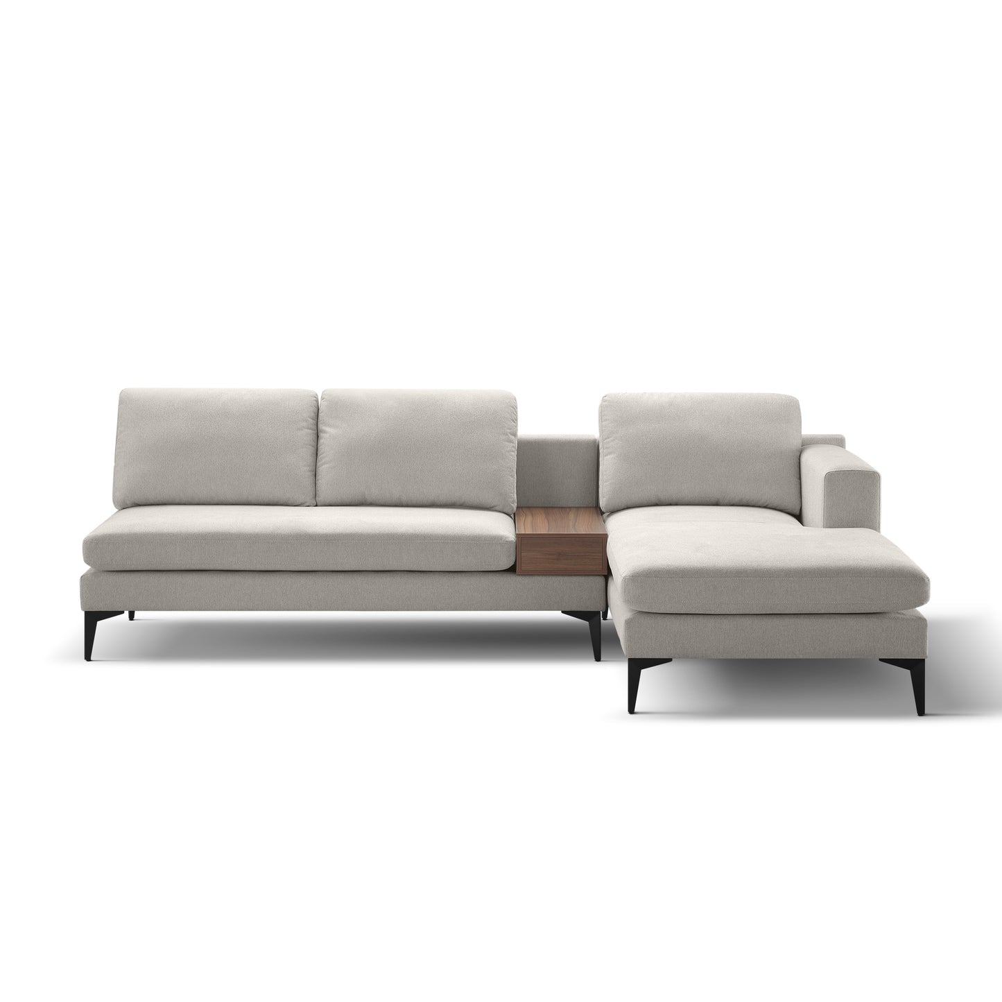 L Shape Modern Sectional L Shape Couch Sofa with Reversible Chaise and Armless 2 Seater Loveseat , 2 Piece Free Combination Sectional Couch with Left or Right Arm Facing Chaise, Texture Champange