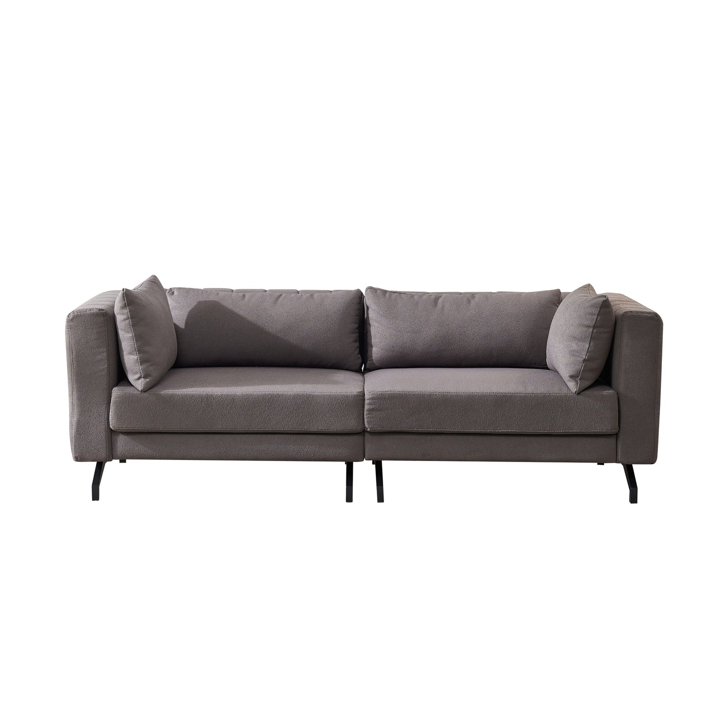 Living  Room  Sofa Couch with Metal Legs Grey Fabric