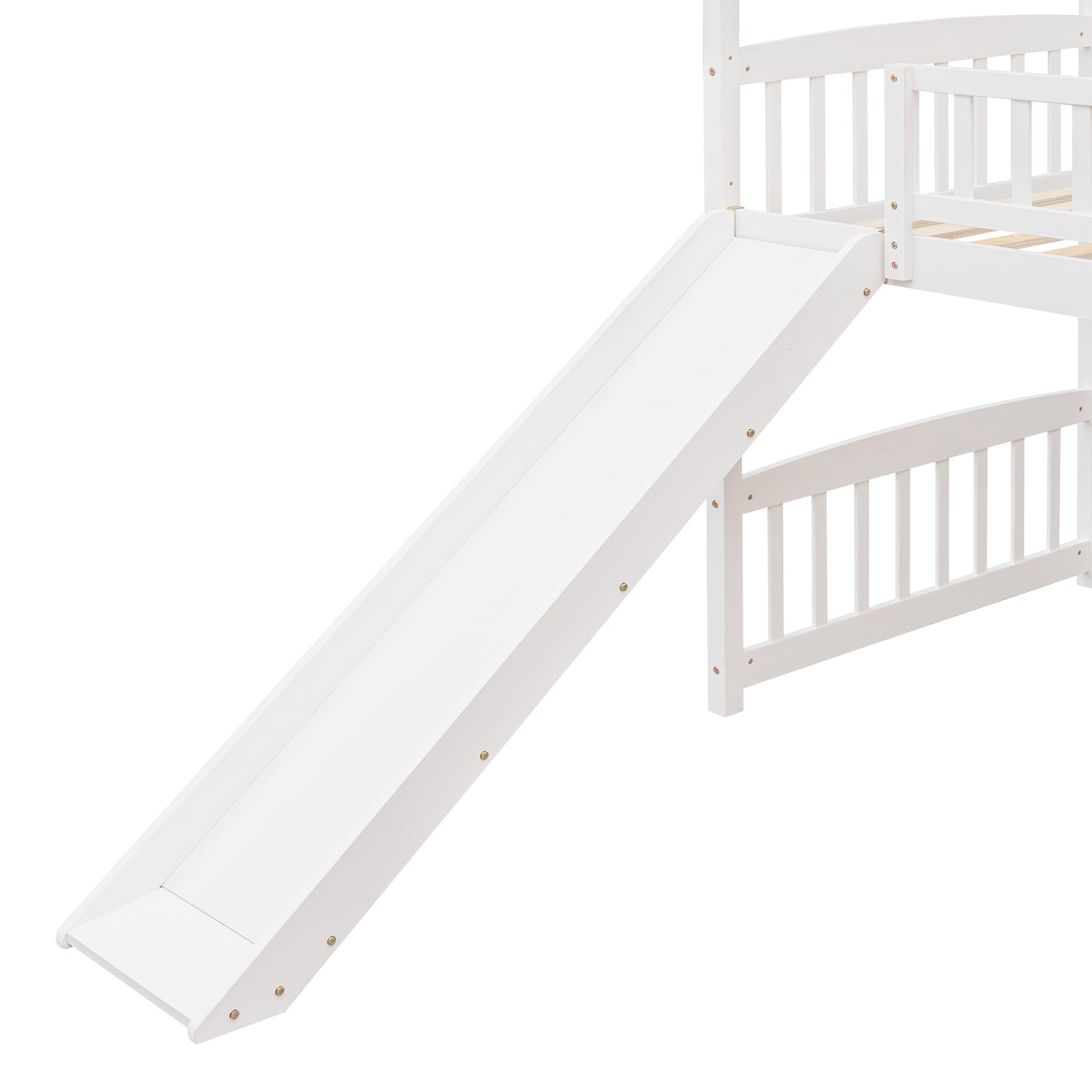 Twin Loft Bed with Slide, House Bed with Slide,White( :LT000212AAK)