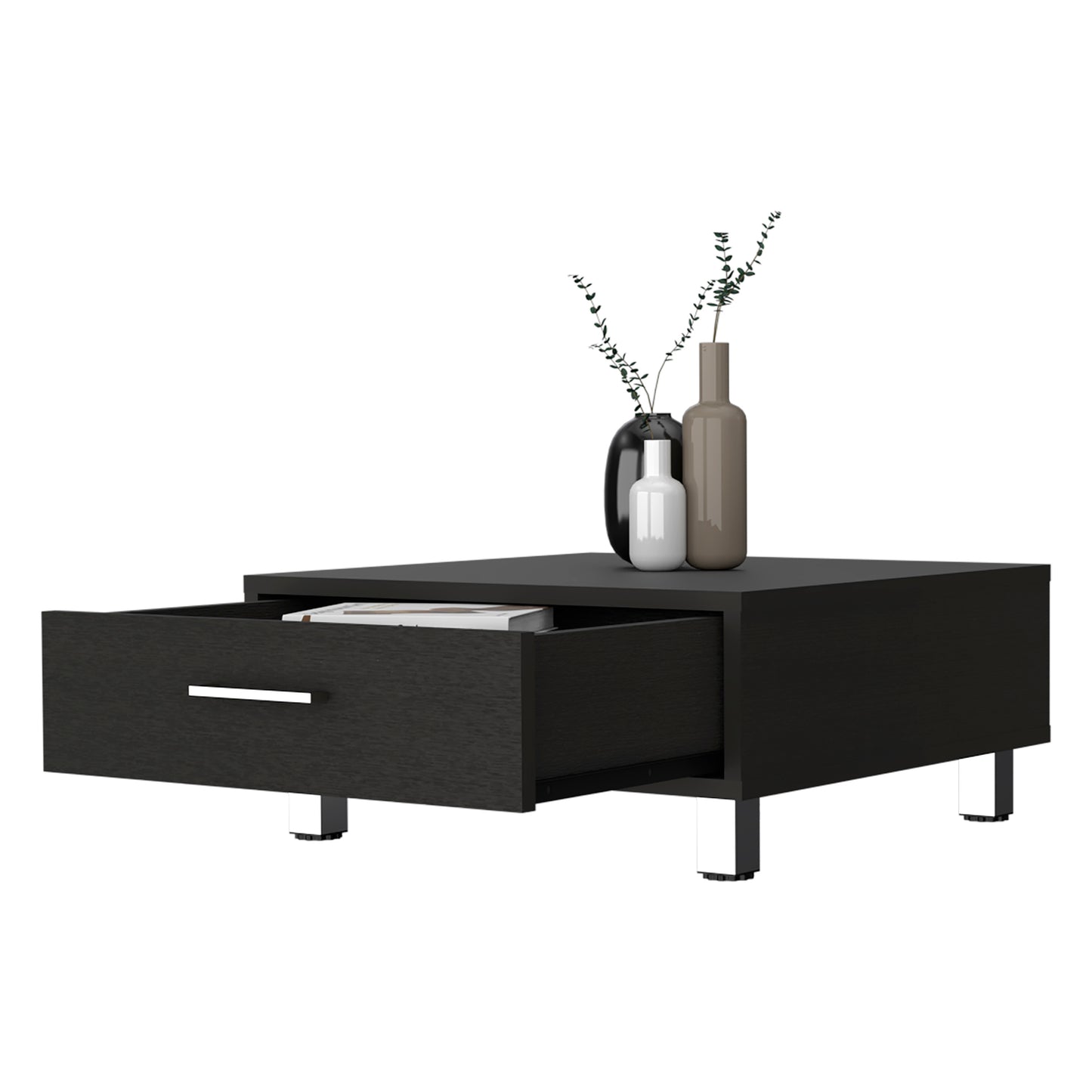 Elegant Black Wengue Coffee Table with Drawer