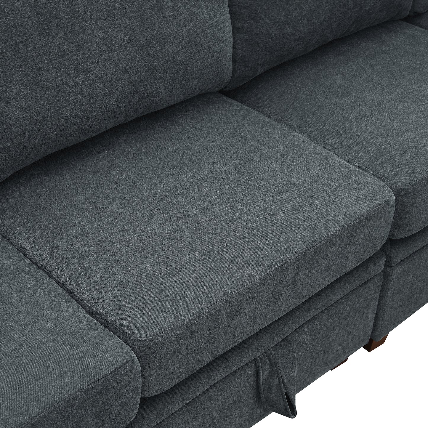Chenille U-Shaped Sofa with Adjustable Armrests and Storage Seats