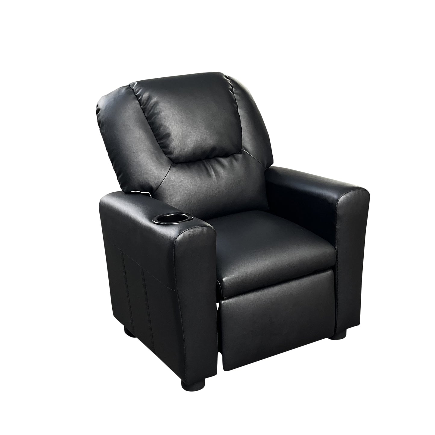 Marisa Kids PU Leather Recliner Chair with Cupholder in Black