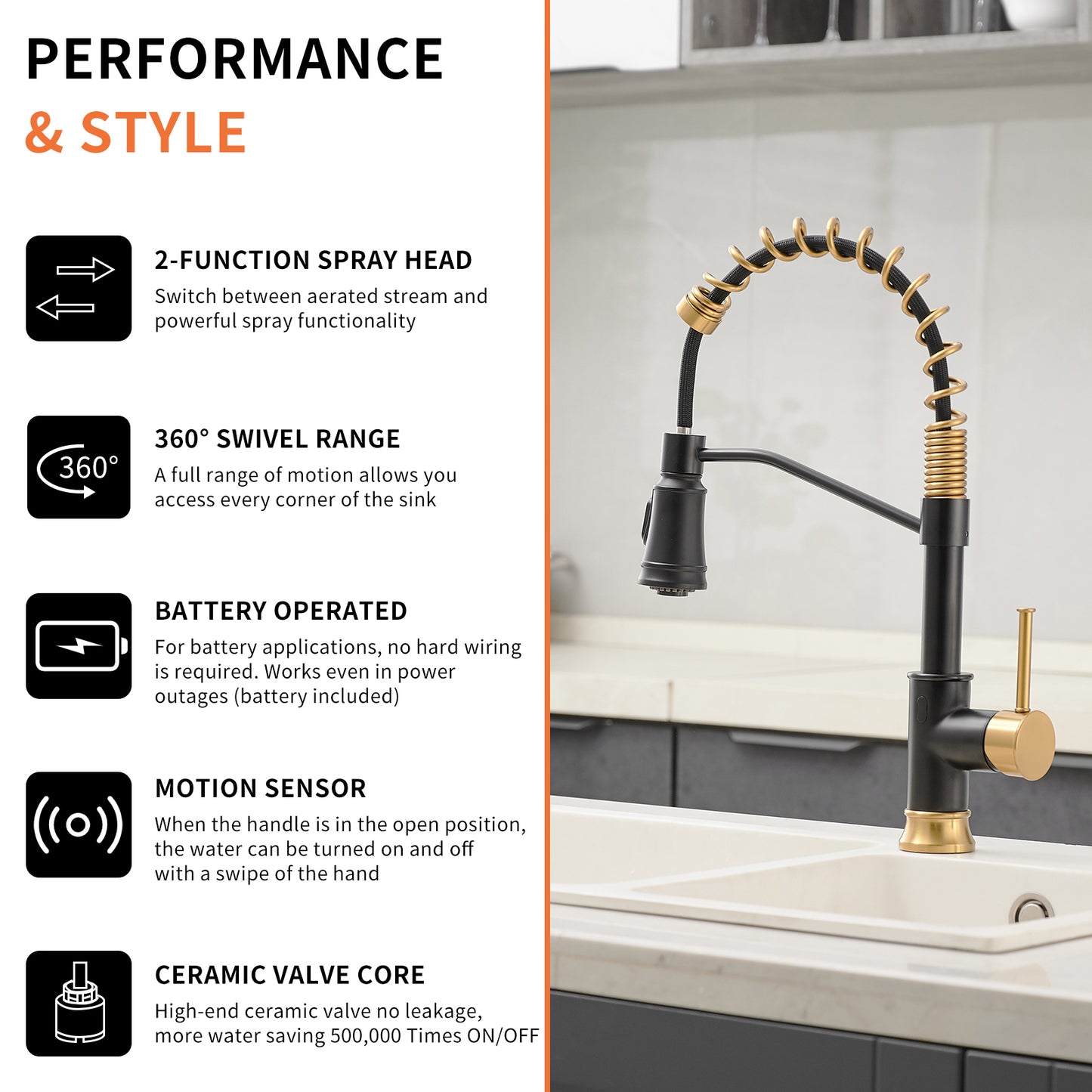 Touchless Kitchen Faucet,Hands Free Automatic Smart Kitchen Faucet