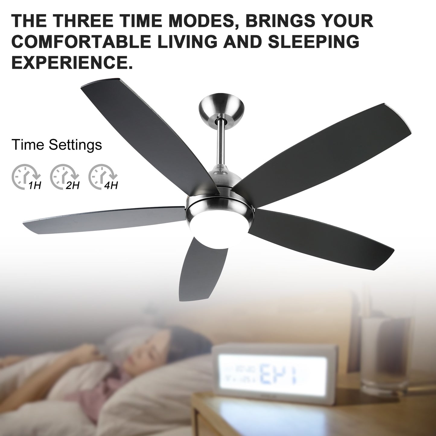 Sleek 52 Inch Remote Control Ceiling Fan with Dimmable LED Lights and Modern Design