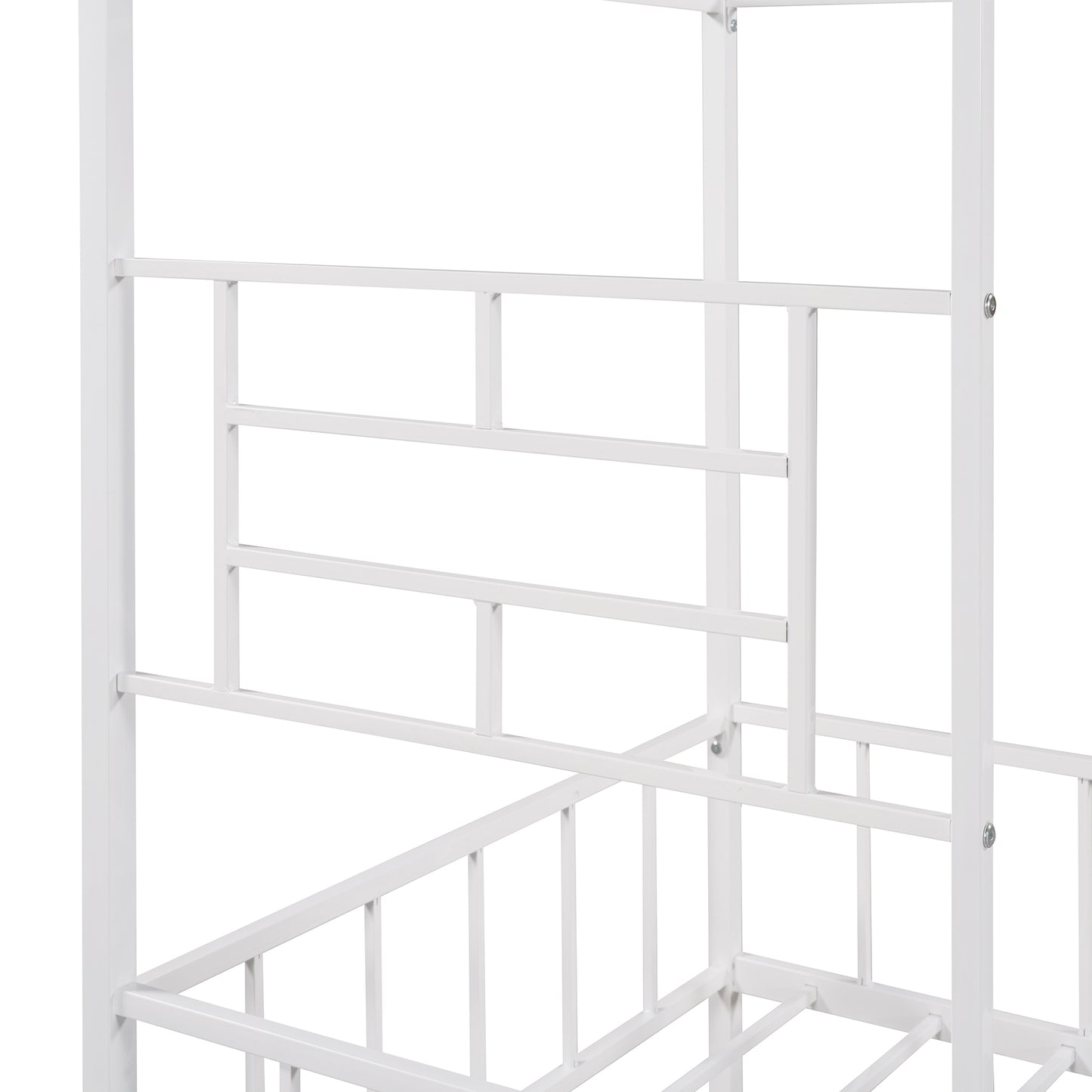 Metal House Bed Frame Twin Size with Slatted Support No Box Spring Needed White