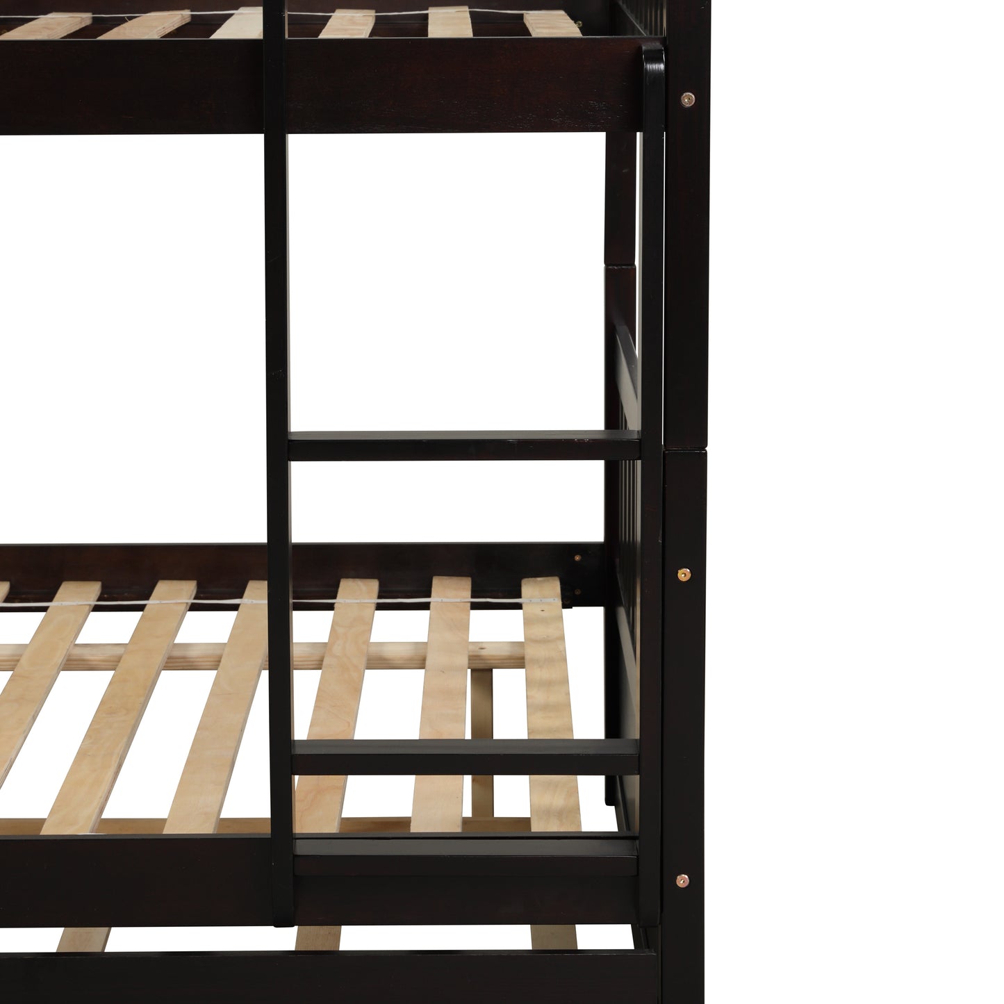 Espresso Rustic Full Size Bunk Bed Set with Trundle