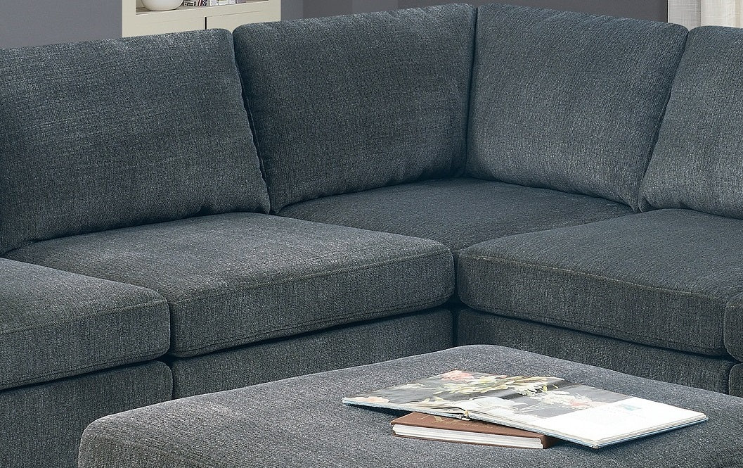 Soft Grey Modular Sectional Sofa Set with Ottoman