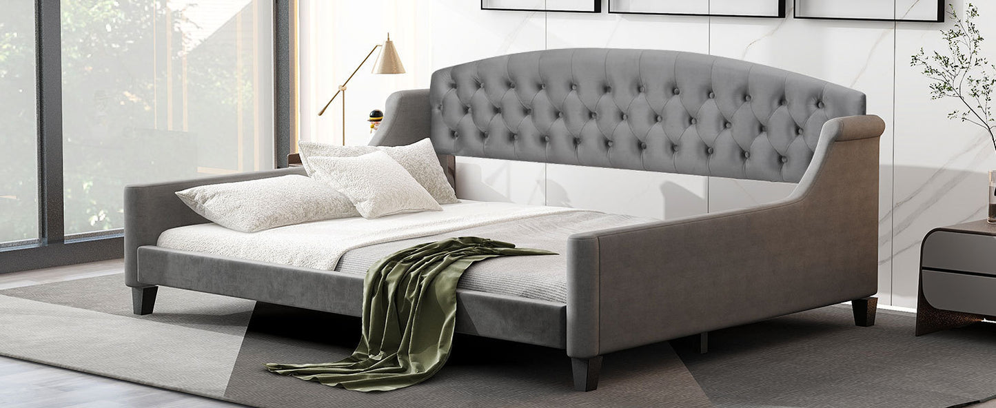 Modern Luxury Tufted Button Daybed, Full, Gray