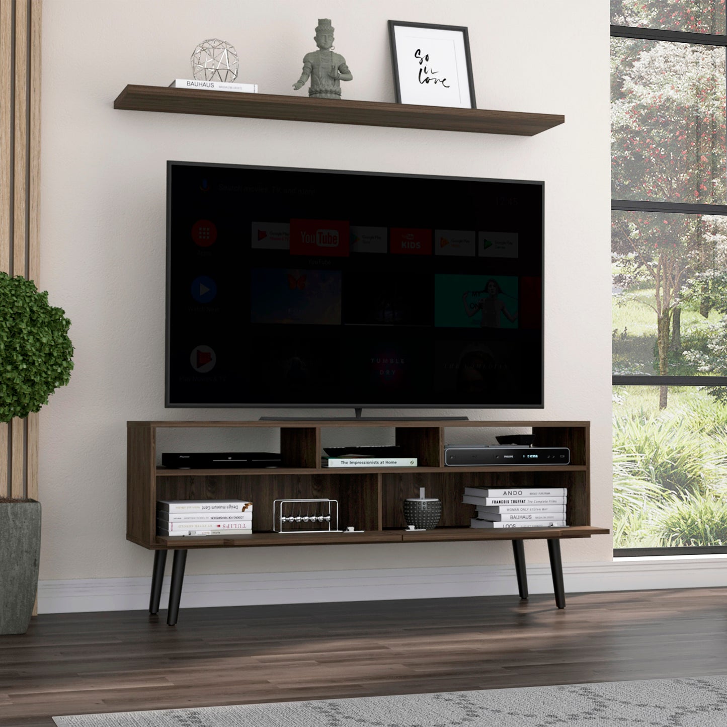 Oslo TV Stand with Elegant Dark Walnut Finish