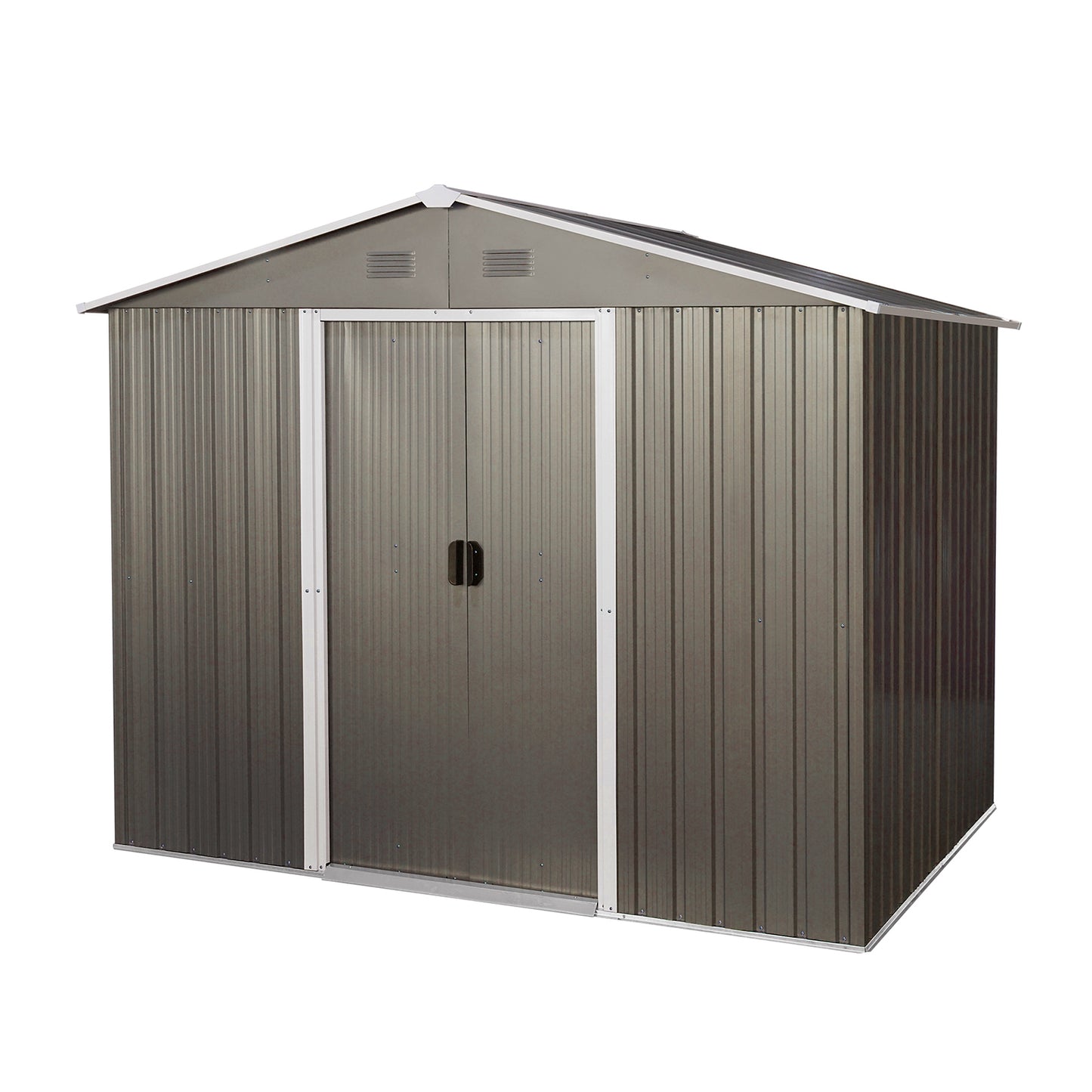 6ft x 8ft Outdoor Metal Storage Shed with Floor Base,Gray