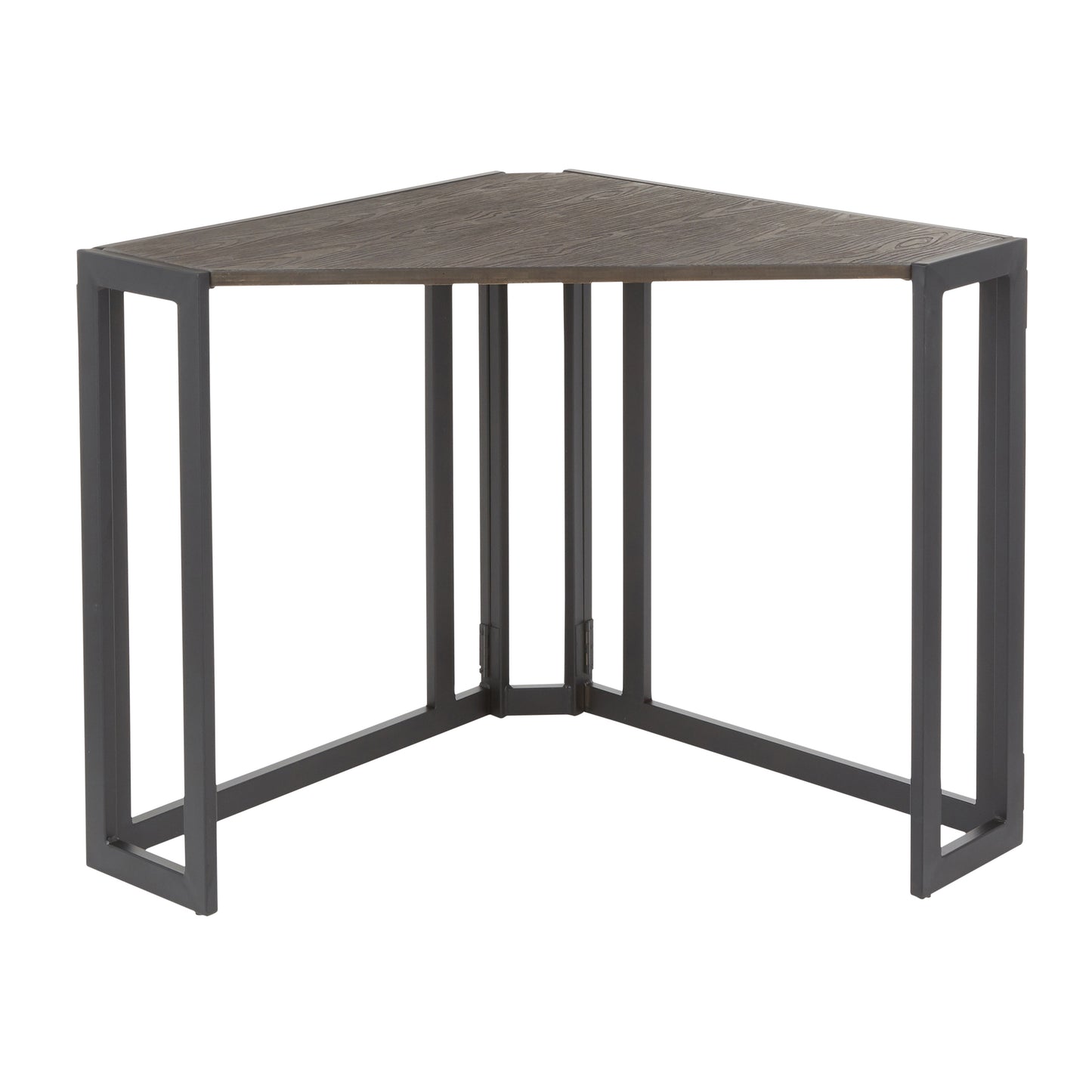 Roman Industrial L-Shaped Desk: Black Metal with Espresso Bamboo Top