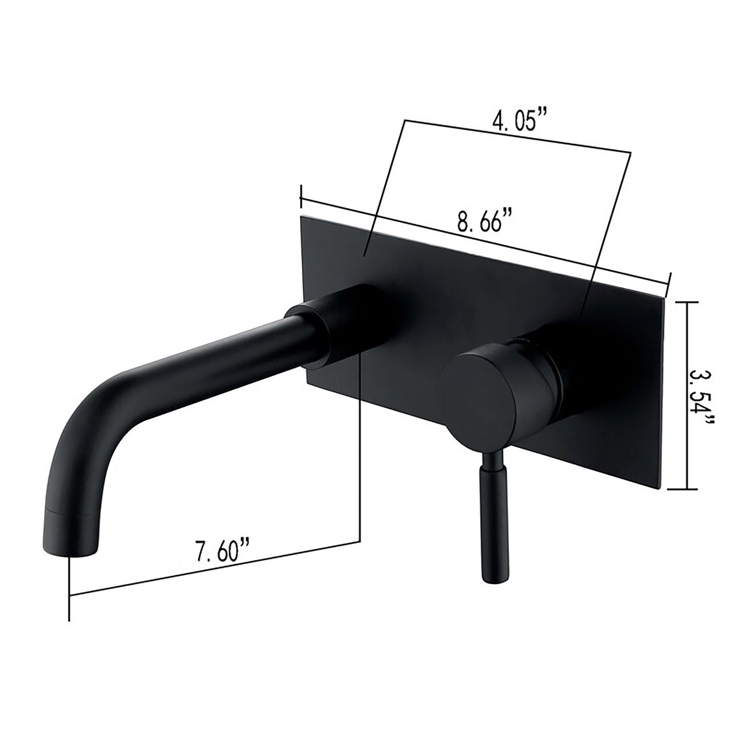 Sleek Matte Black Brass Wall Mounted Bathroom Faucet