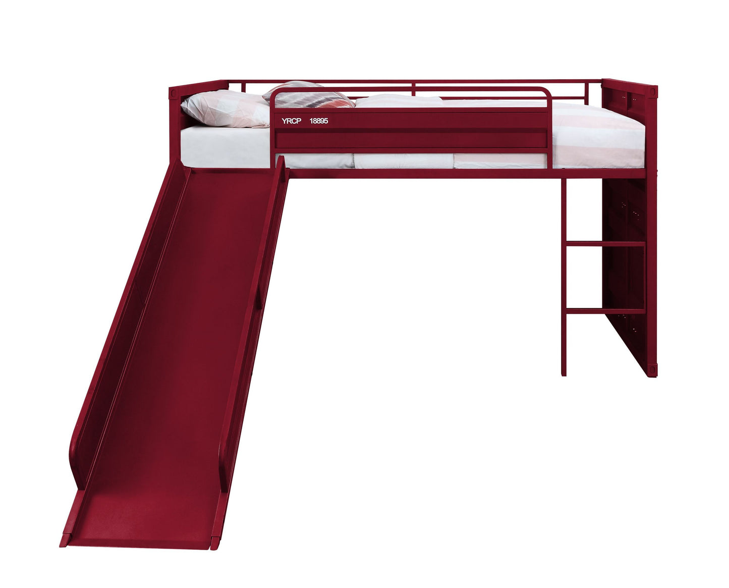 Cargo Twin Loft Bed w/Slide, Red Finish 38300