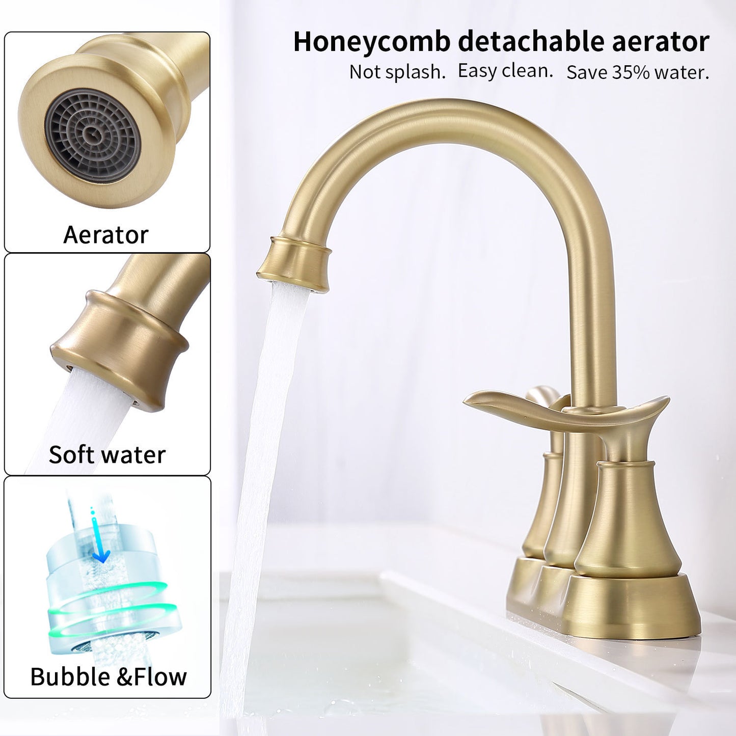 Brass 2-Handle Bathroom Faucet with Pop-up Drain