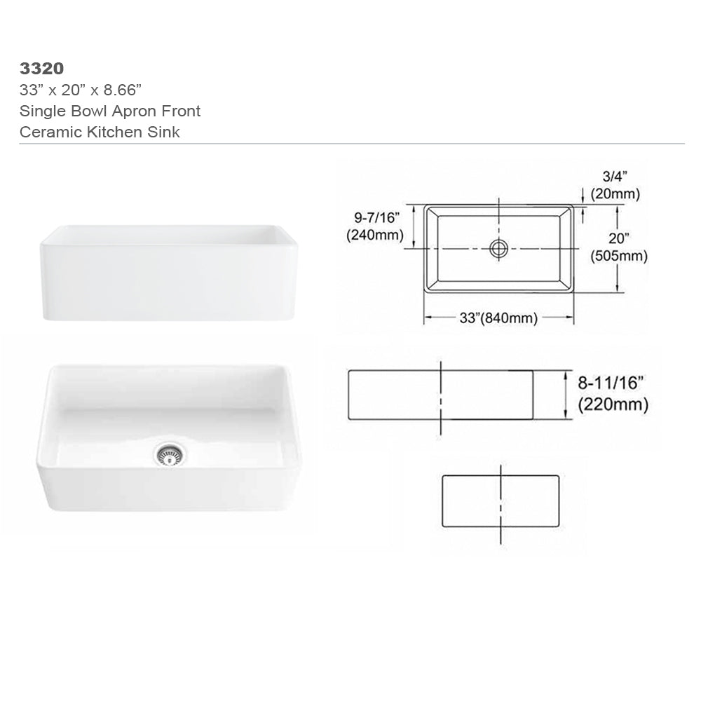 White Ceramic Farmhouse Kitchen Sink