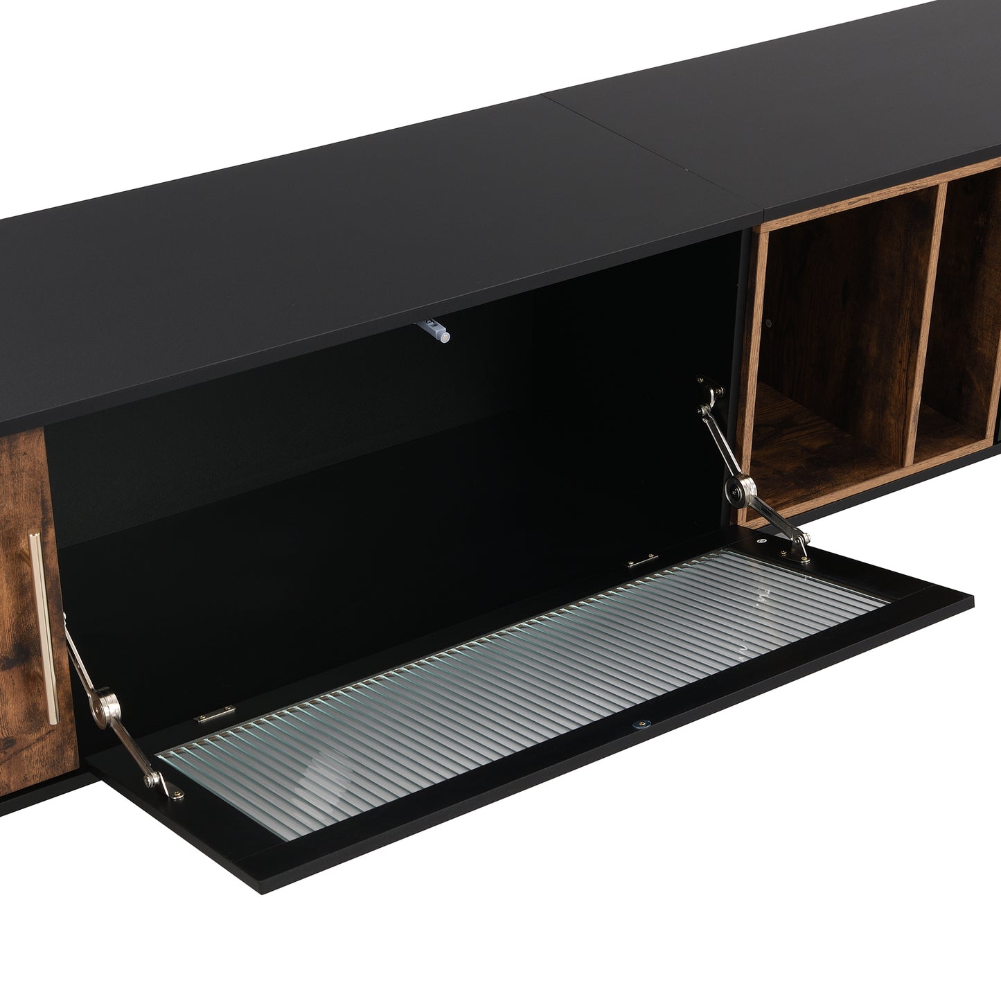 Elegant Black and Gold Two-Tone TV Stand with Adjustable Storage