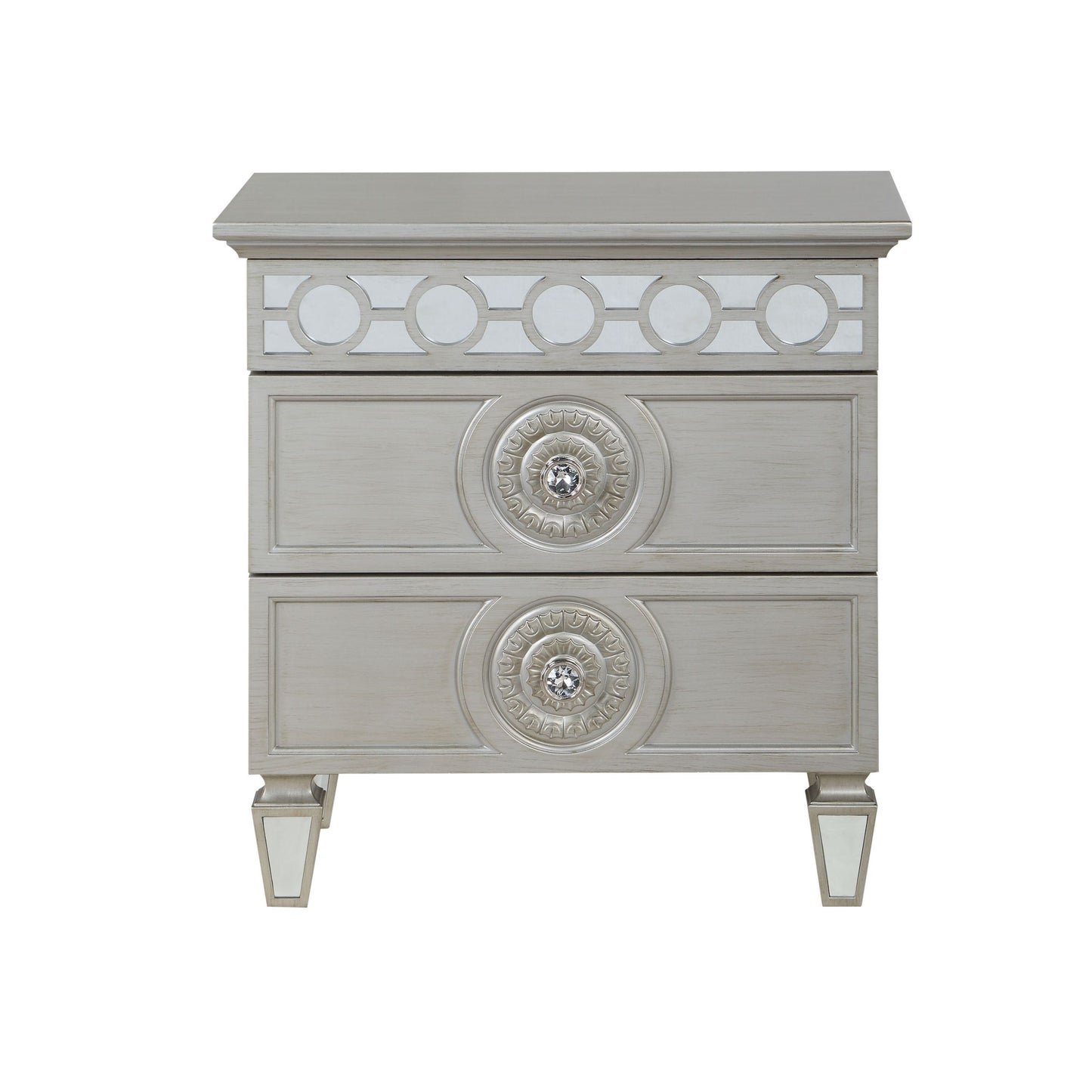 Varian Nightstand, Silver & Mirrored Finish BD01280