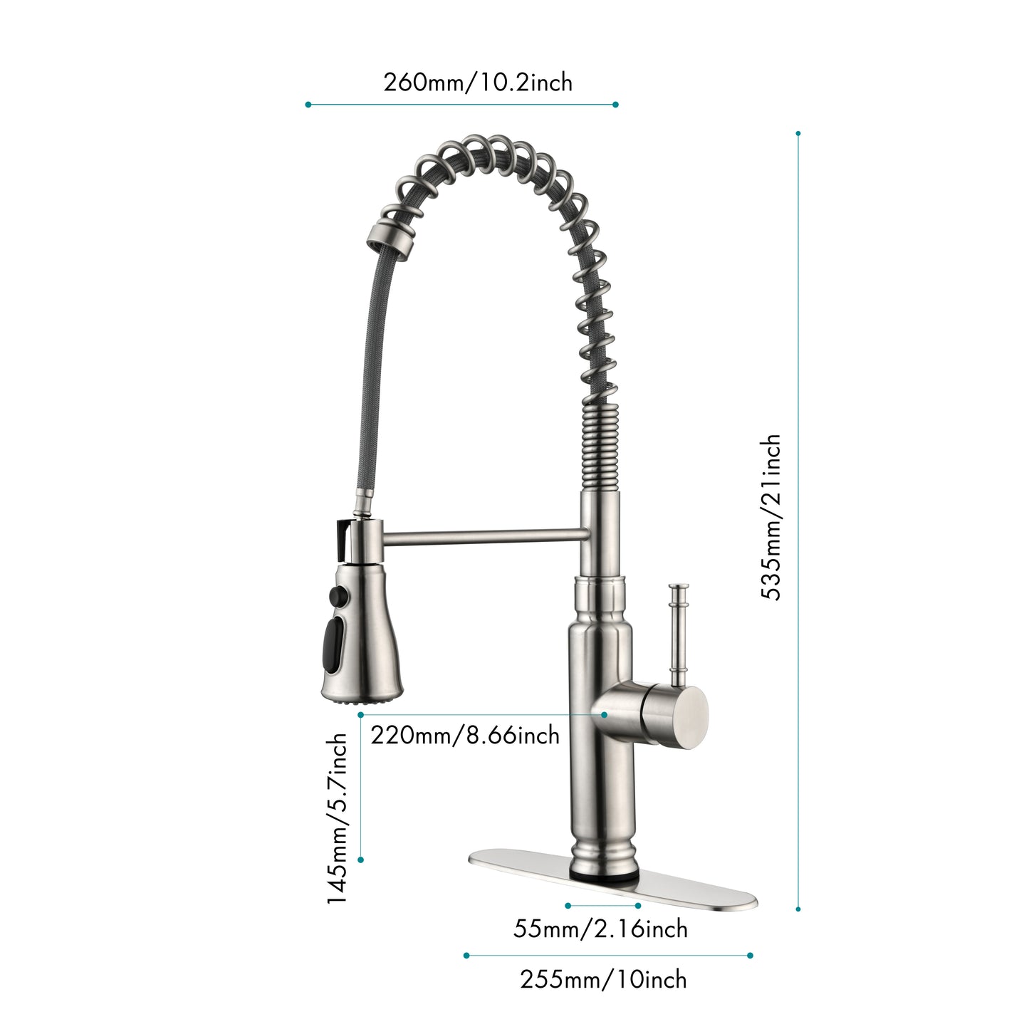 Kitchen Faucets Commercial  Single Handle Single Lever Pull Down Sprayer Spring Kitchen Sink Faucet