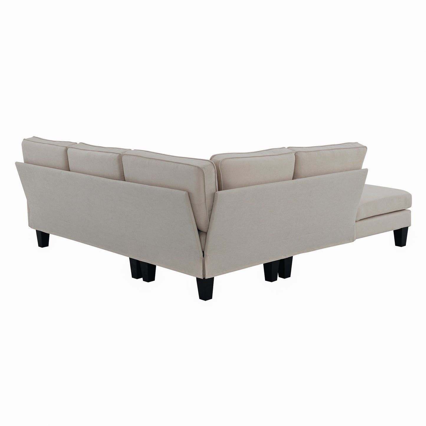 Terrycloth Minimalist L-Shaped Sectional Sofa with Chaise Lounge