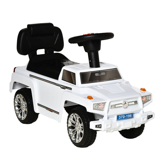 Kids Ride on Push Car, SUV Style Sliding Walking Car for Toddle with Horn, Music, Working Lights, Hidden Storage and Anti-dumping System, White