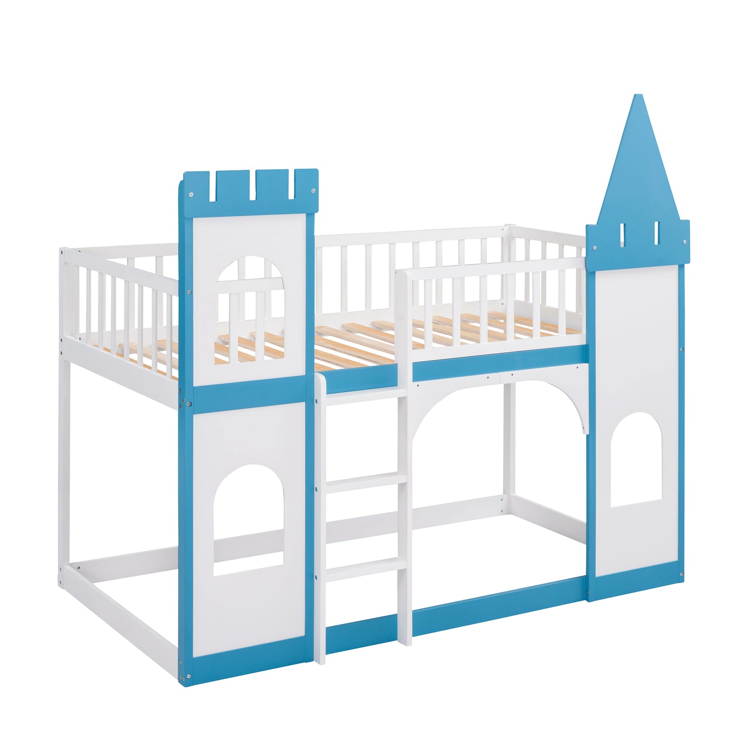 Blue Castle Bunk Bed with Ladder for Children