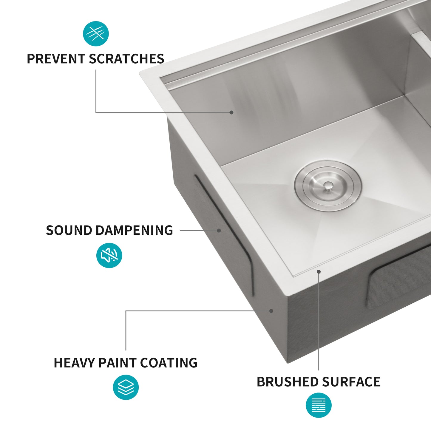 Stainless Steel Double Basin Undermount Kitchen Sink with Accessories