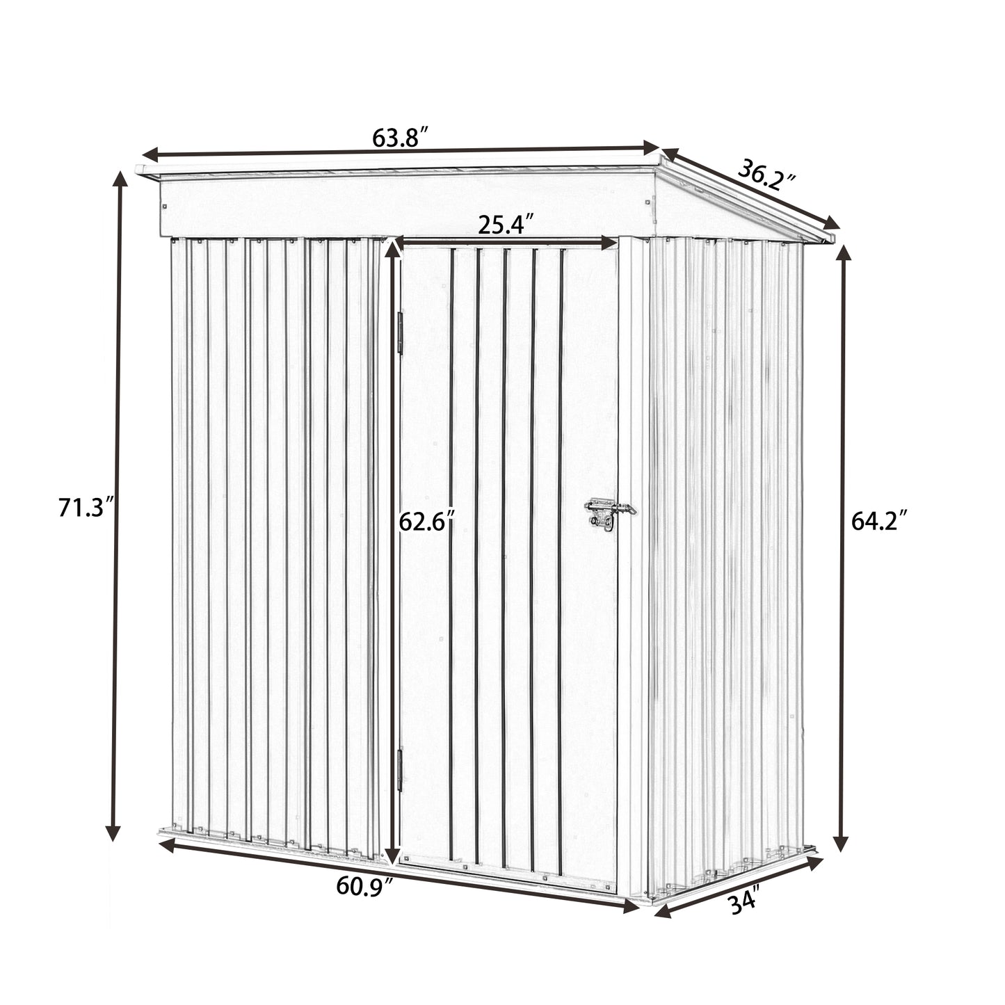 Patio 5ft Wx3ft. L Garden Shed, Metal Lean-to Storage Shed with Lockable Door, Tool Cabinet for Backyard, Lawn, Garden, Gray