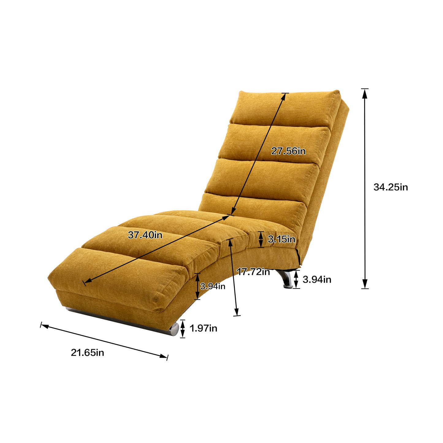 Linen Chaise Lounge Indoor Chair, Modern Long Lounger for Office or Living Room