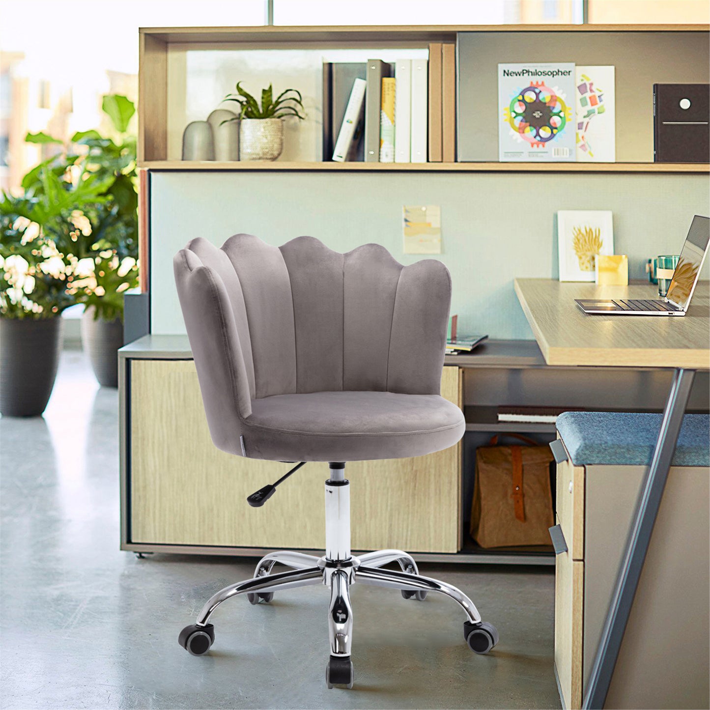 Swivel Shell Chair for Living Room/Bed Room, Modern Leisure office Chair  Gray