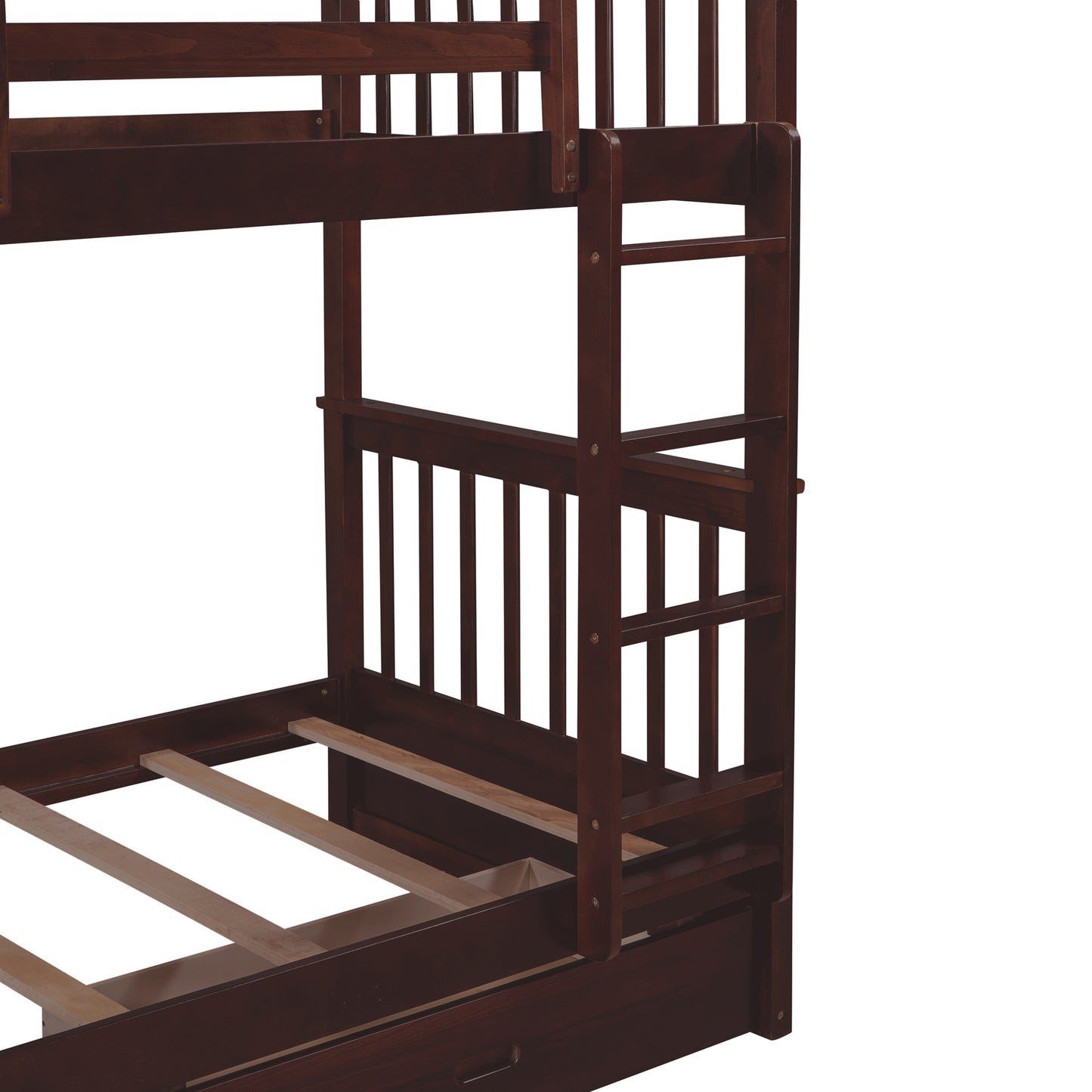 Twin Bunk Bed with Storage Drawers and Ladders in Espresso - Space-Efficient Solution