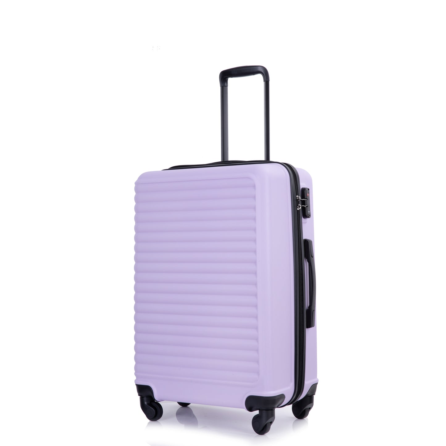 3 Piece Luggage Sets ABS Lightweight Suitcase with Two Hooks, Spinner Wheels, TSA Lock, (20/24/28) Lavender Purple