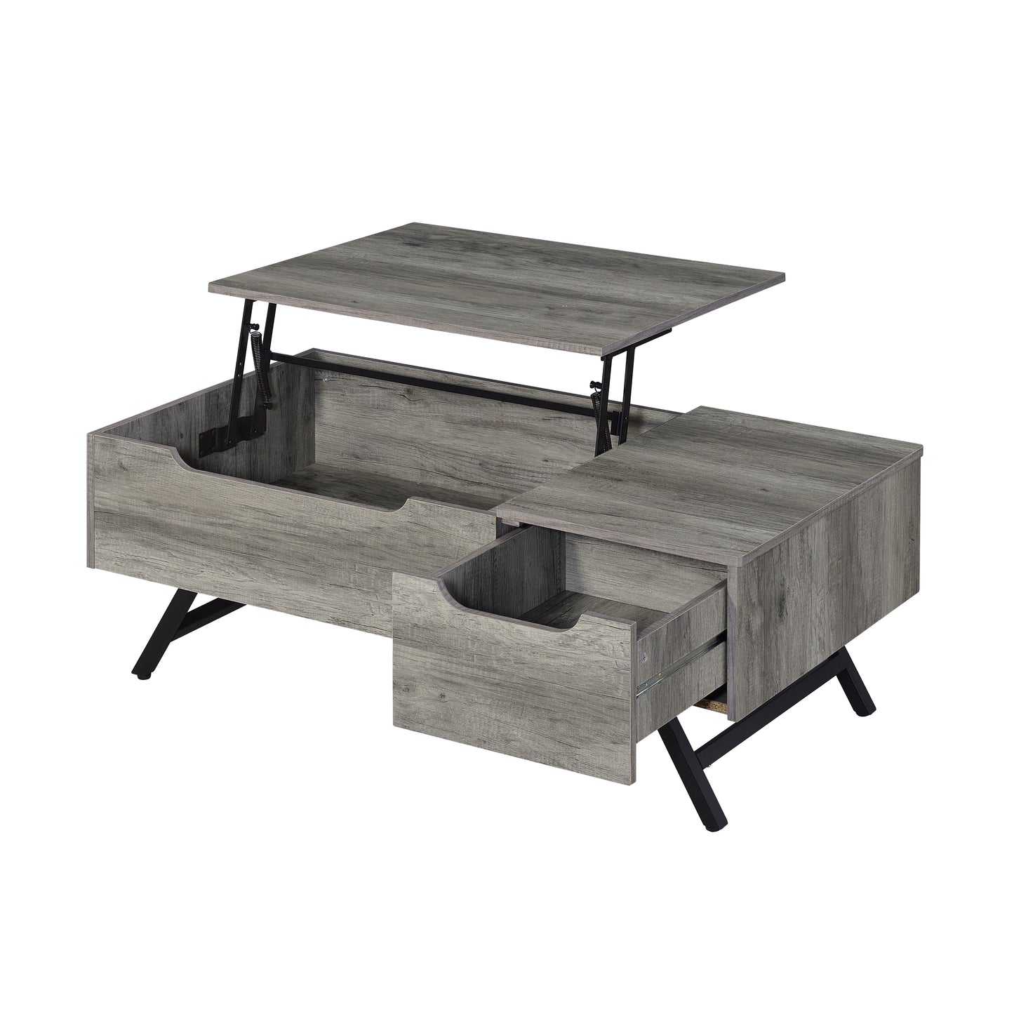 Gray Oak Finish Lift-Top Coffee Table with Storage by Throm LV00832