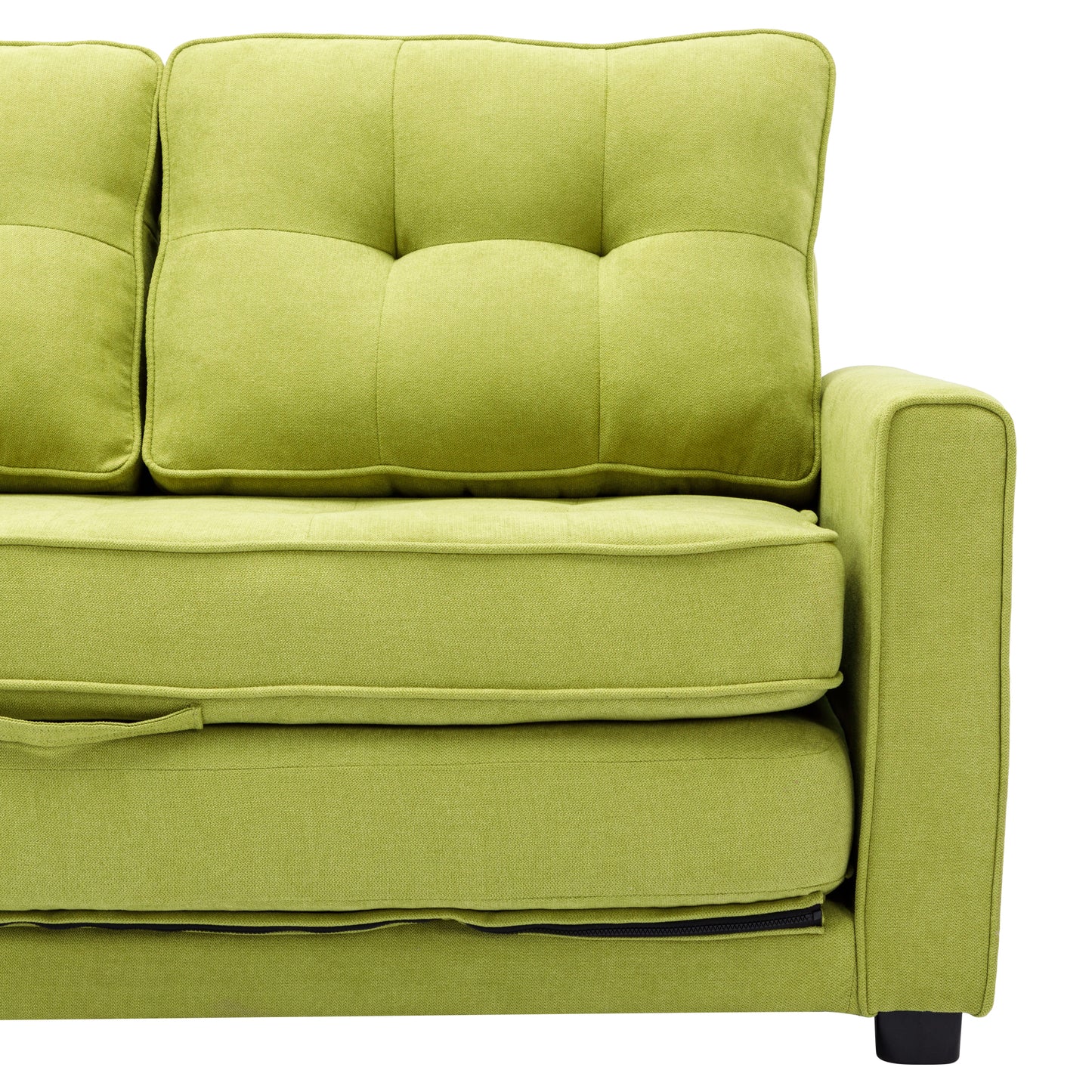 Loveseat Sofa with Pull-Out Bed, Green Chenille Upholstery