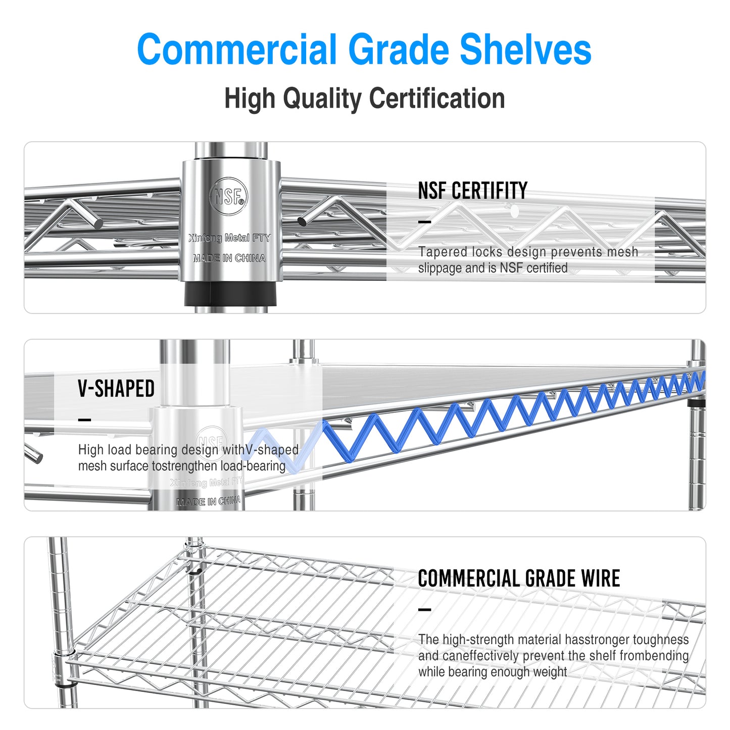 6 Tier Wire Shelving Unit, 6000 LBS NSF Height Adjustable Metal Garage Storage Shelves with Wheels, Heavy Duty Storage Wire Rack Metal Shelves - Chrome - 186082