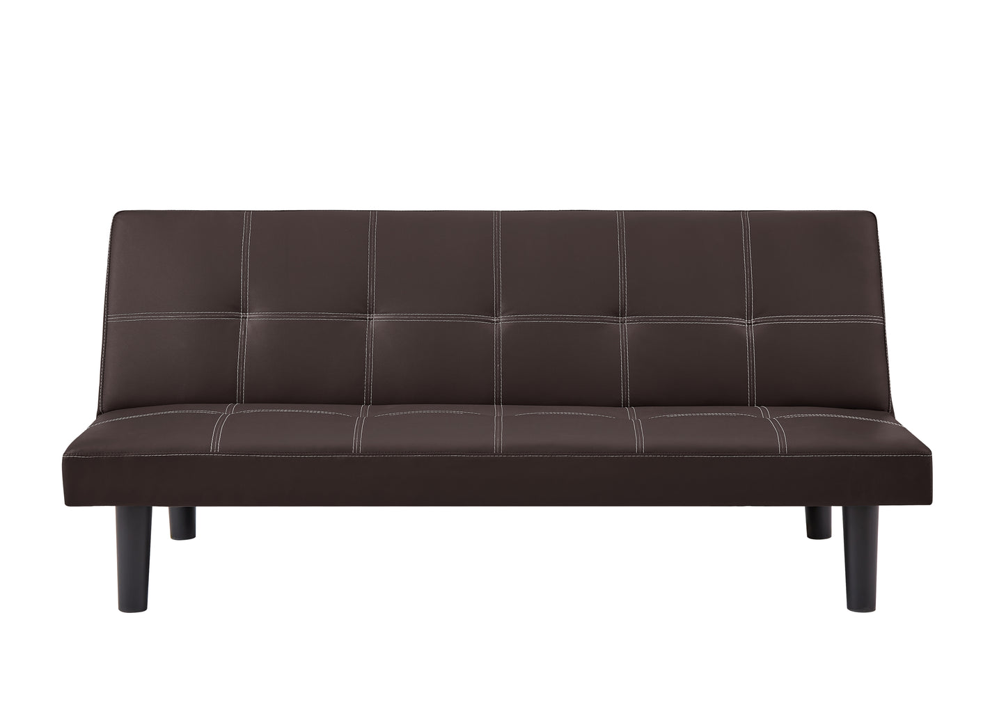 Black PU modern sofa bed, multi-position adjustable sofa bed, plastic feet