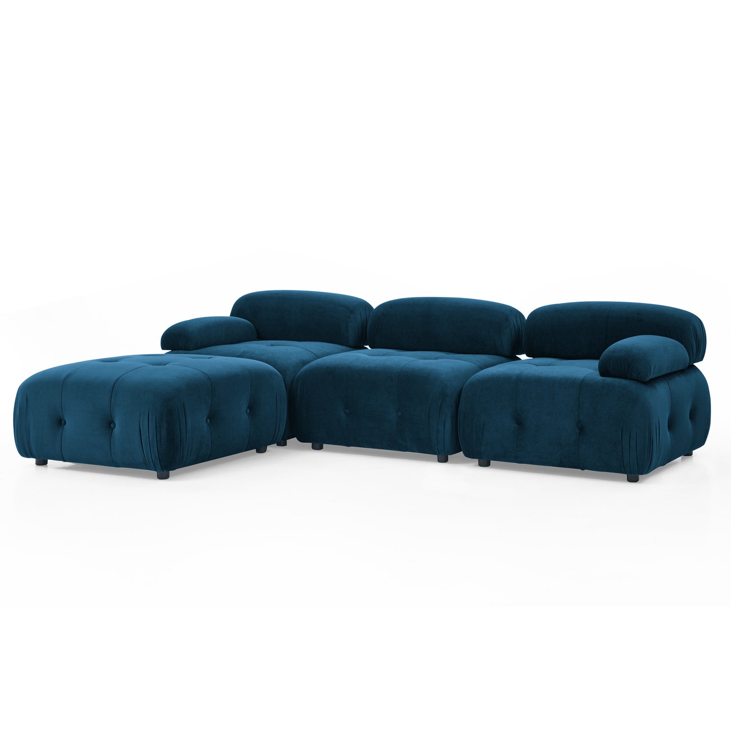 Modular Sectional Sofa, Button Tufted Designed and DIY Combination,L Shaped Couch with Reversible Ottoman, Navy Velvet