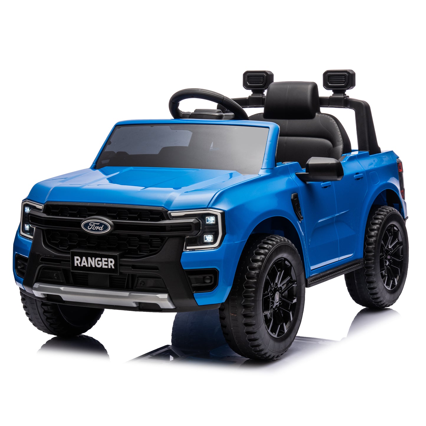 12V Kids Ride On Car W/Parents Remote Control,Licensed Ford Ranger,2WD,Rear wheel suspension,Low Start,Headlight,Horn,MP3,Bluetooth,Adjustable speed,Speed 1.86-4.97 mph for kids aged 3-6.