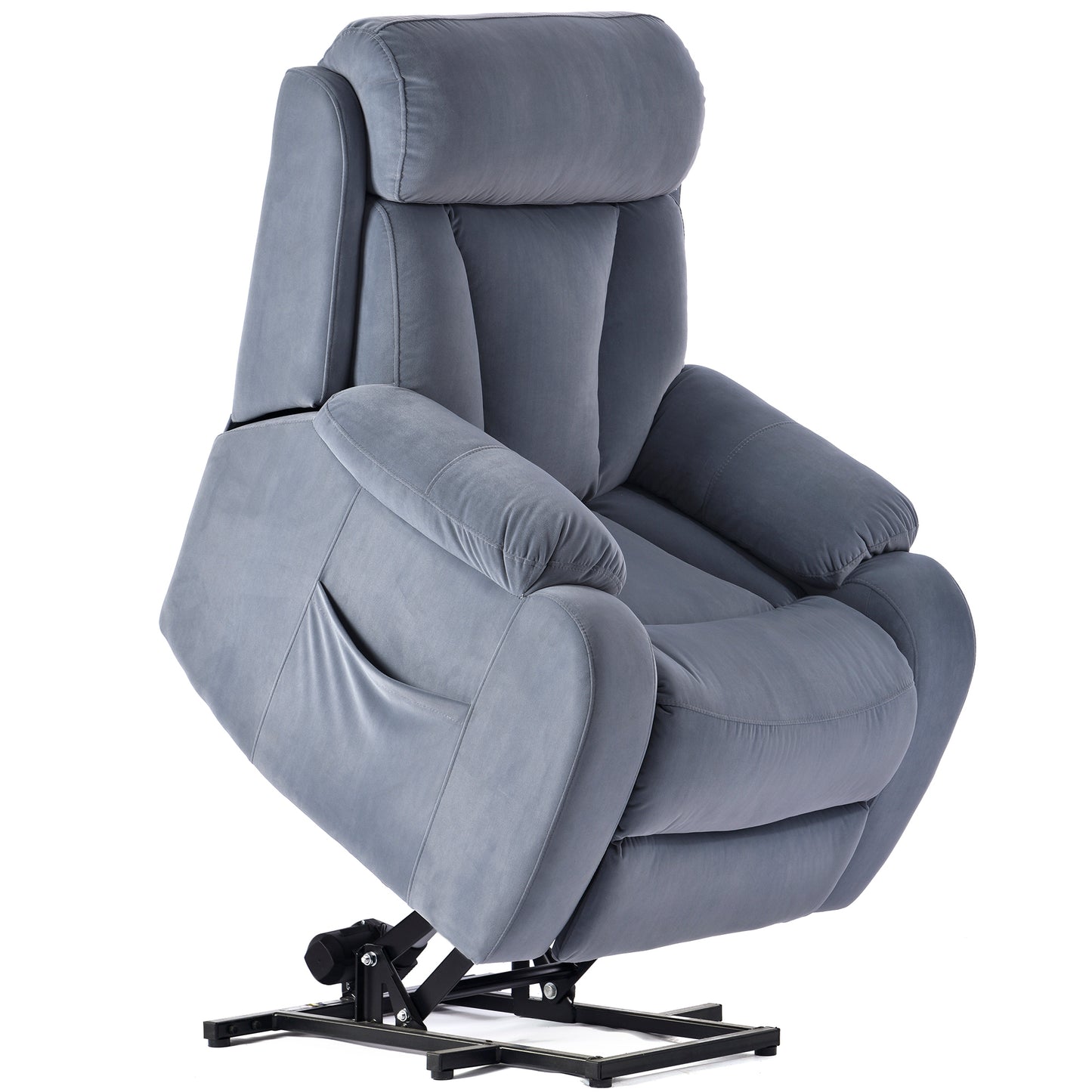 Comfort Plus Power Lift Chair Recliner with Adjustable Remote Control - Light Blue Australia Cashmere Fabric