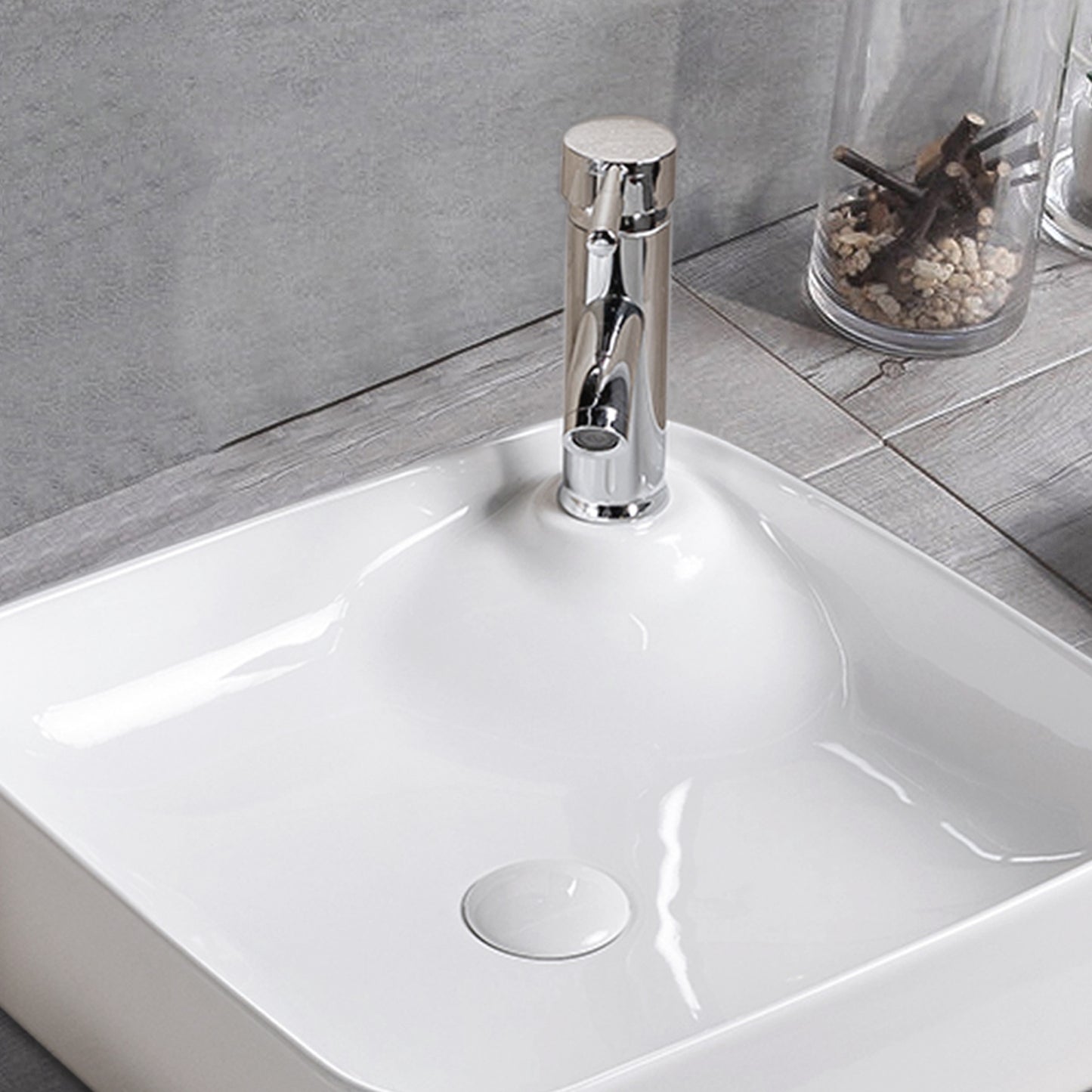 Vessel Bathroom Sink Basin in White Ceramic