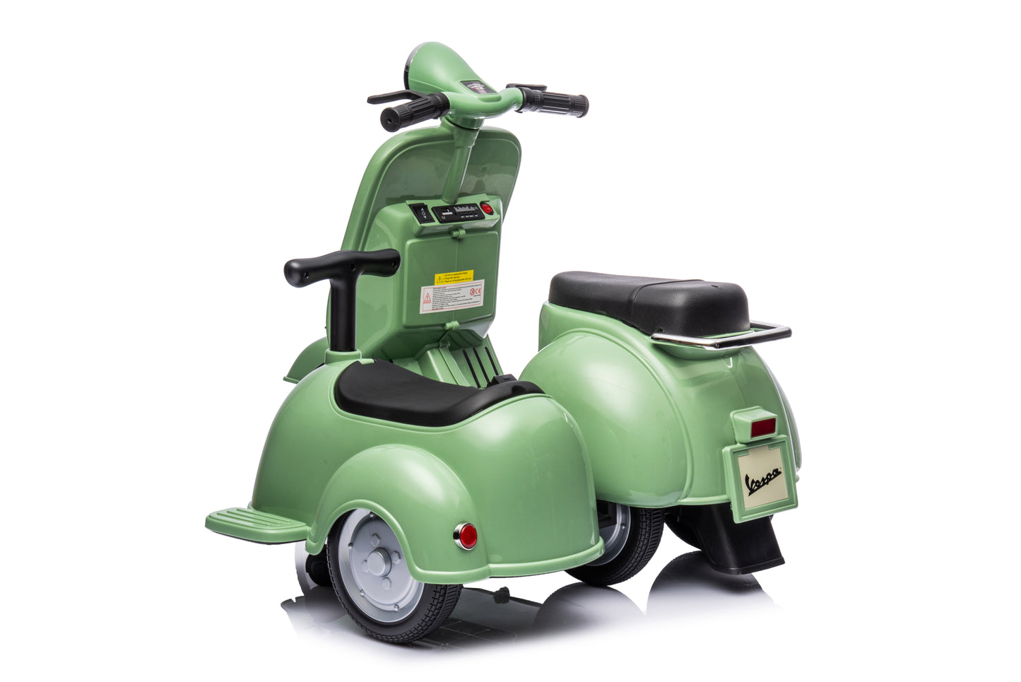 6V LICENSED Vespa Scooter Motorcycle with Side Car for kids, Green