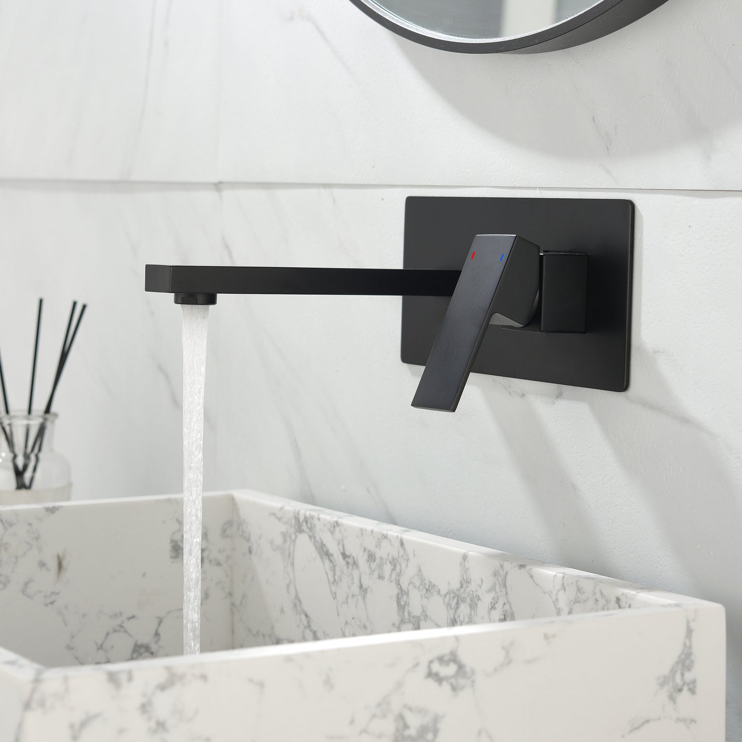 Elegance Enhanced: Stylish Matte Black Wall Mounted Bathroom Faucet