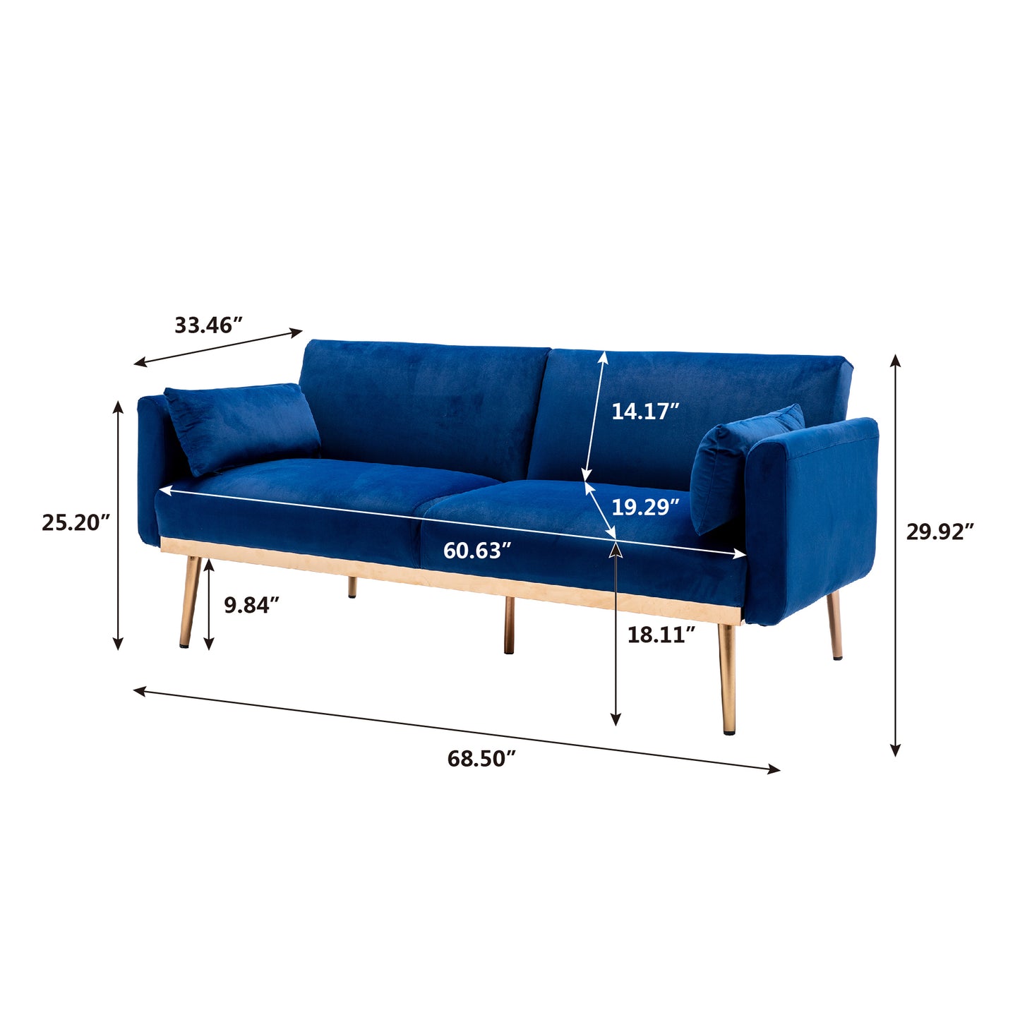 Velvet  Sofa , Accent sofa .loveseat sofa with  metal  feet