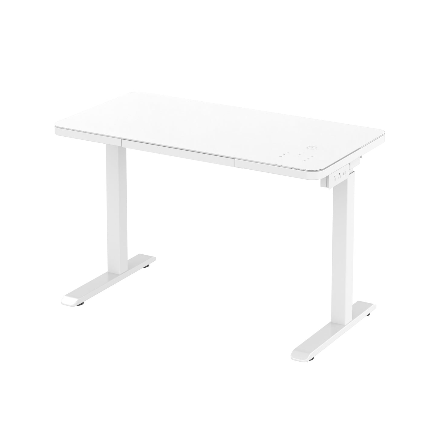 White Glass Top Desk with Concealed Wireless Charging功能