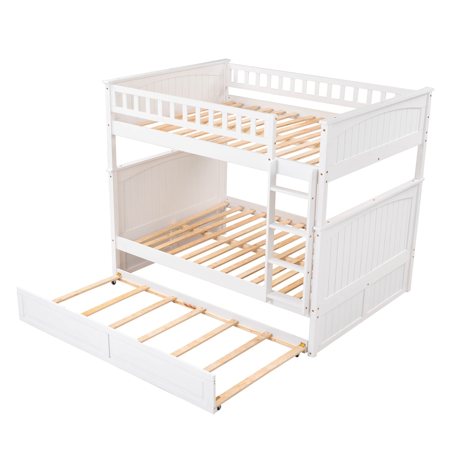 White Full Bunk Bed with Twin Trundle for Maximum Space Saving