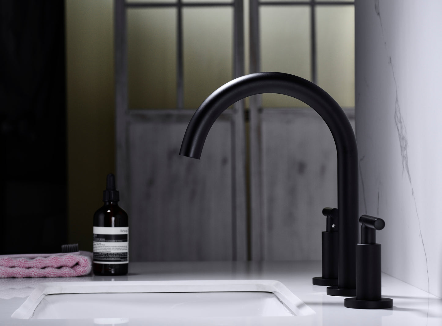 Elegantly Crafted Matte Black Bathroom Sink Faucet with Rotatable Spout