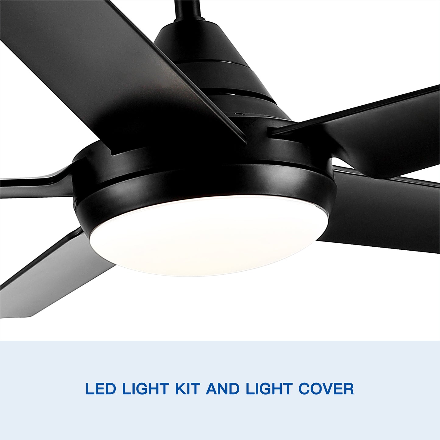 48-Inch Modern Black Ceiling Fan with Integrated LED Light and Color Changing Technology