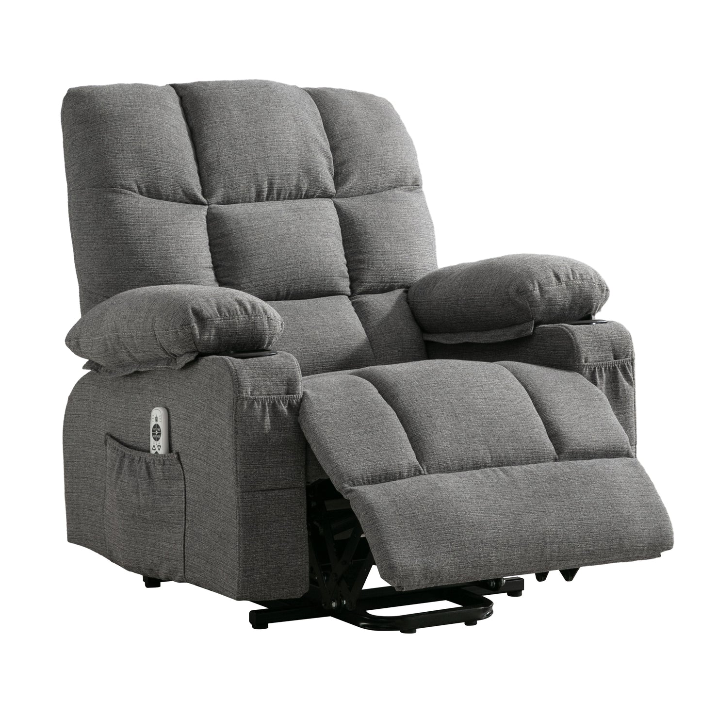 Comfortable Smoke Grey Power Lift Recliner Chair for the Elderly with Heat and Massage