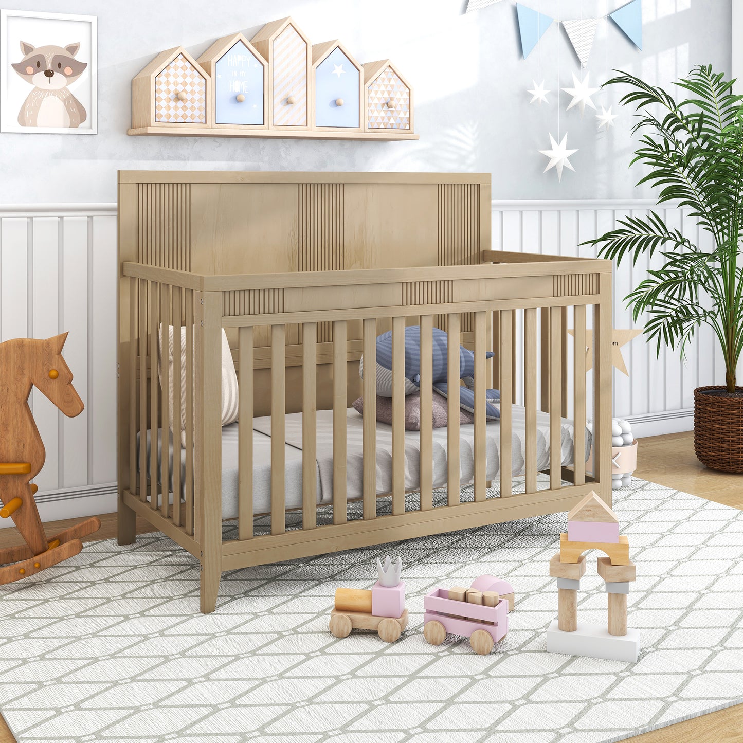 Certified Baby Safe Crib, Pine Solid Wood, Non-Toxic Finish, Hazel Wood