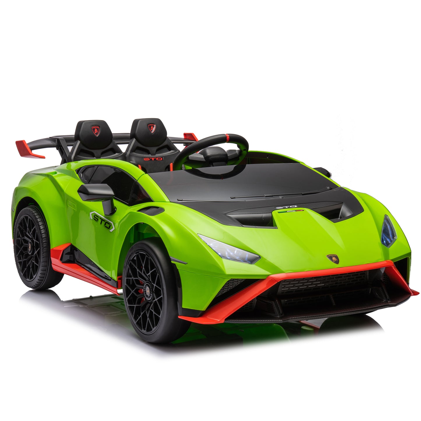 Lamborghini Huracan Sto 24V Kids Electric Ride-On Drift Car: Speeds 1.86-5.59 MPH, Ages 3-8, Foam Front Wheels, 360° Spin, LED Lights, Dynamic Music, Early Learning, USB Port, Drift Feature