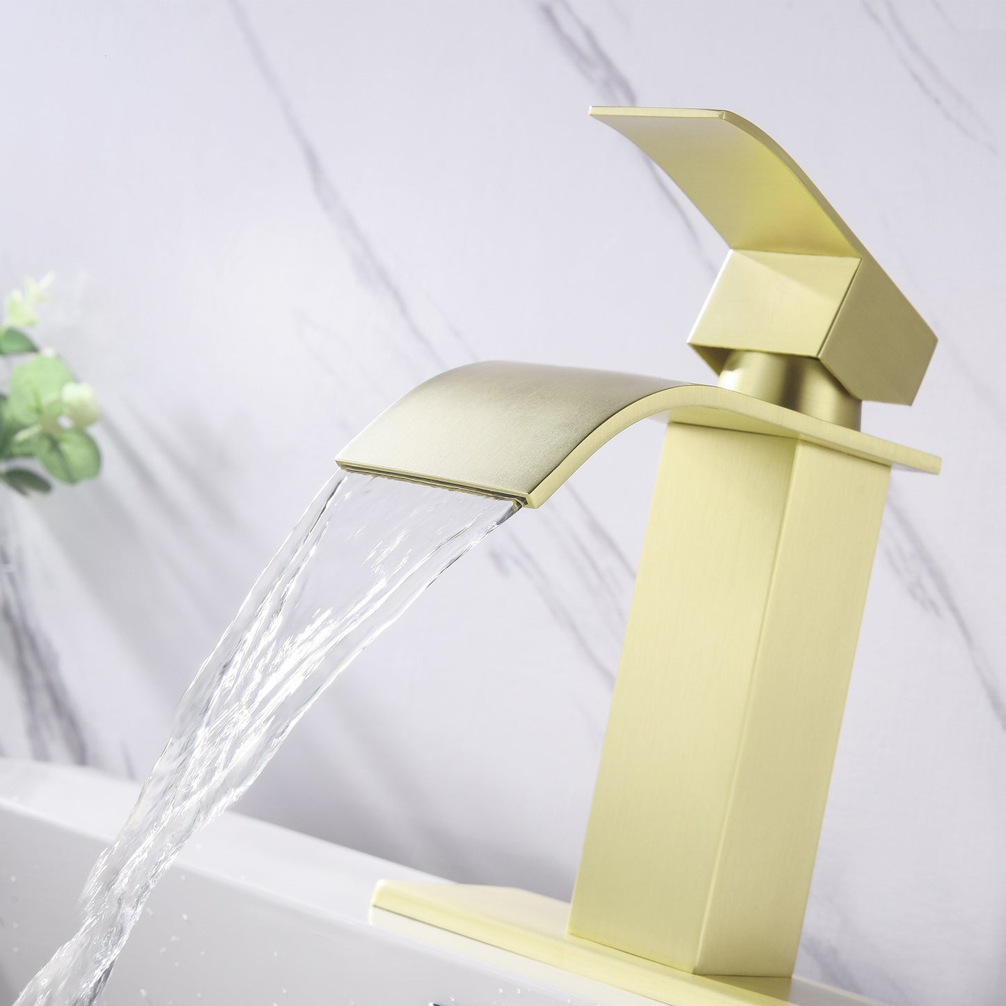 Elegant Waterfall Spout Bathroom Sink Faucet with Single Handle